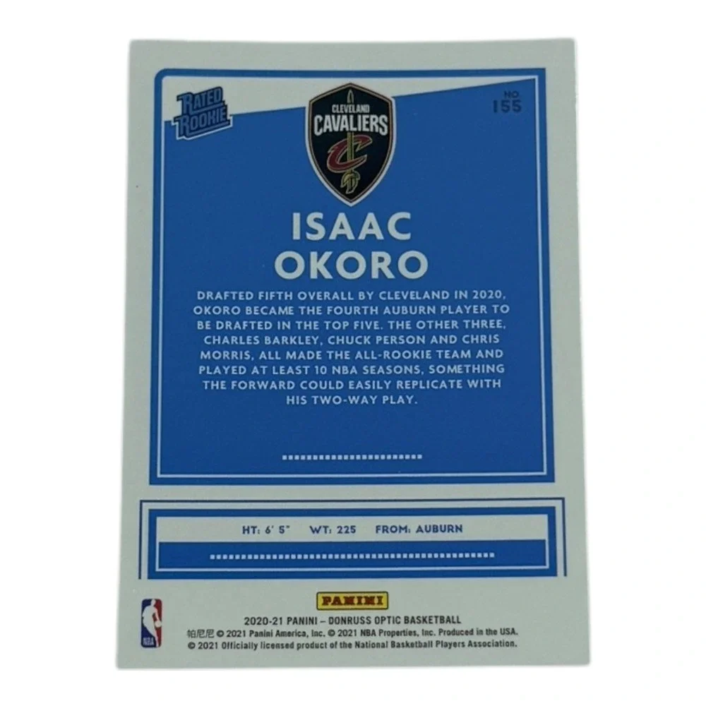2020 21 Panini Donruss Optic Isaac Okoro Rated Rookie Card‎ Cleveland Cavaliers